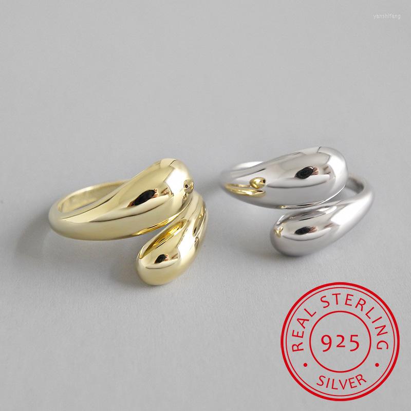 

Cluster Rings 1pc Authentic S925 Sterling Silver Geometric Glossy Smooth Face Drop Tears Waterdrop Shape Ring Adjust TLJ532