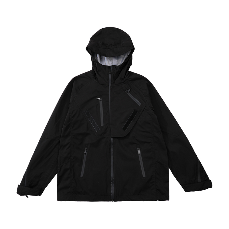 

23ss Autumn Winter Europe Cargo Coat Plus Size Men Outdoor Fashion Deconstruct Zipper High Street Hard Shell Rubber Heavy Made Windproof Jacket, Blue