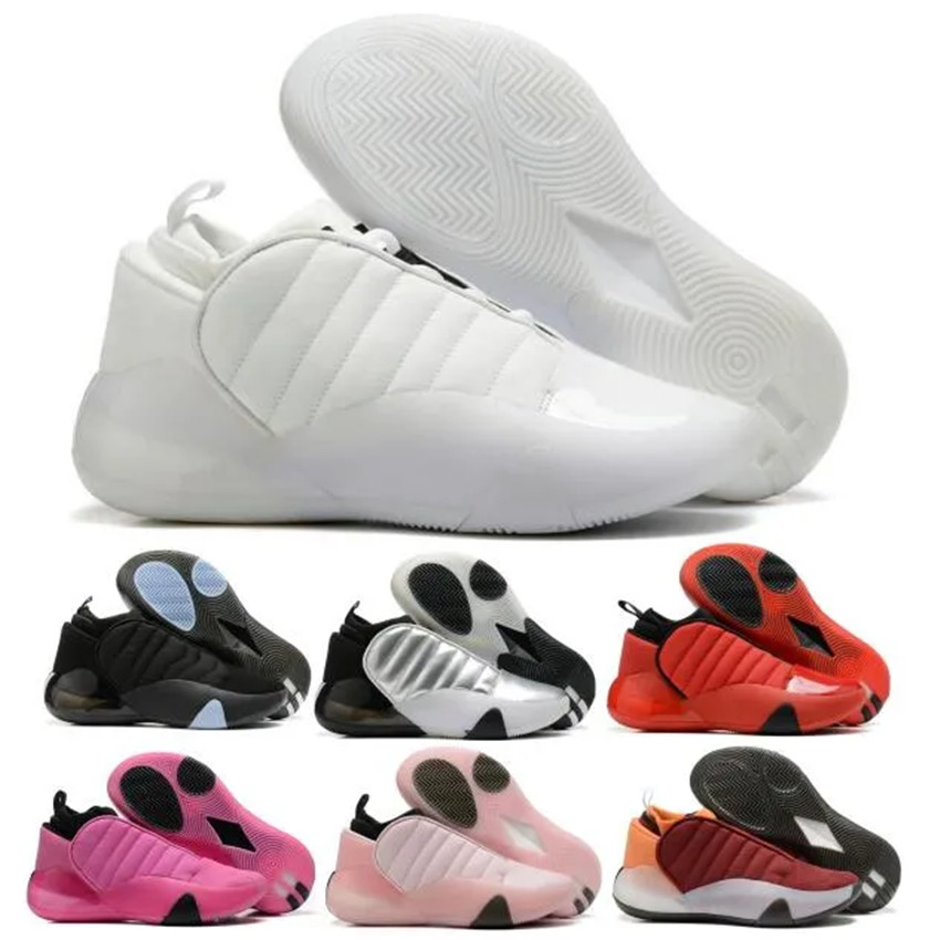 

Men's original Basketball Shoes Harden Vol 7 Sneakers Cloud White Silver Metallic Better Scarlet Core Black Lucid Fuchsia 2023 Man Trainer, Pink