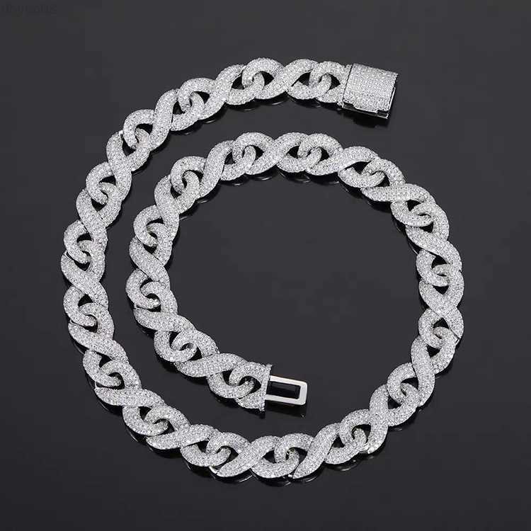 

Hotsale New Design 12mm Wide iced out Moissanite Diamond Cuban 925 Silver Gold Plated Rapper Necklace Hip Hop Chain Jewelry