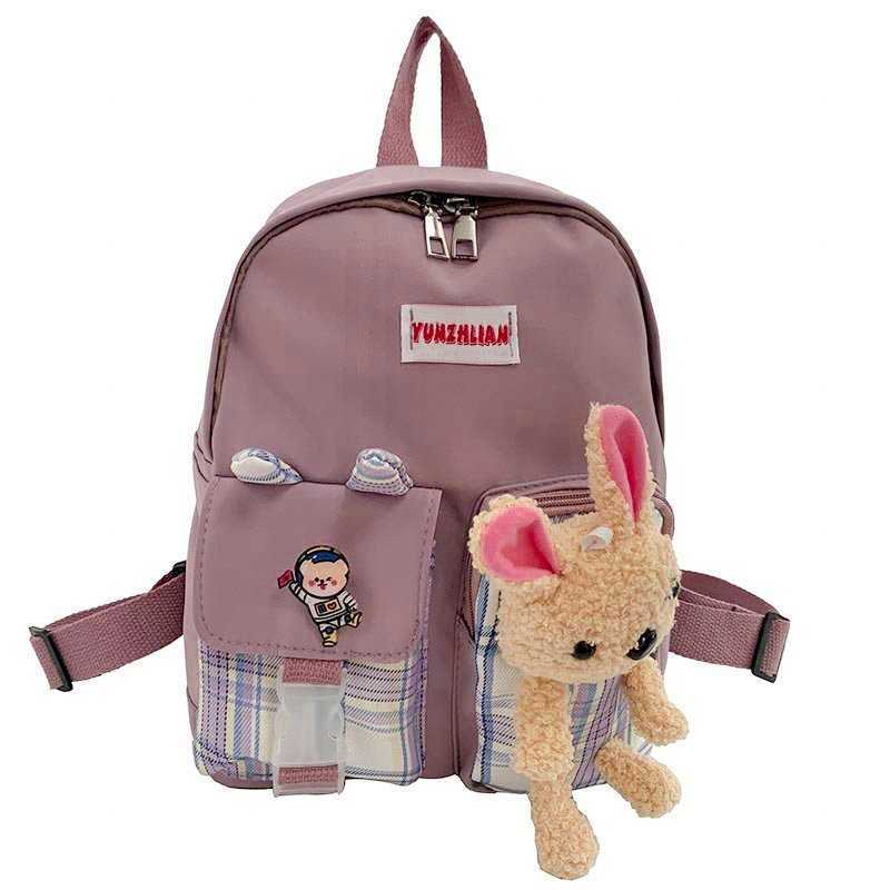 

2023 new small backpack for boys and girls leisure trend backpack school bag cartoon bunny bag, Yellow