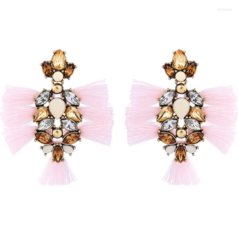 

Dangle Earrings Chunky Pink Cotton Thread Tassel Ethnic Women Hanging Fashion Jewelry Wholesale