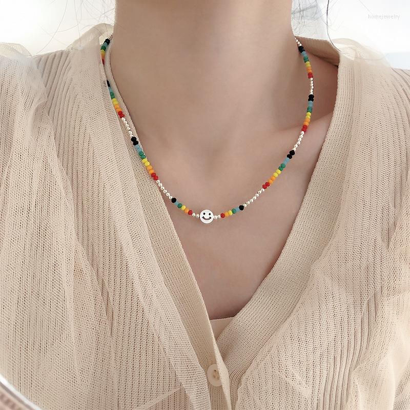 

Pendant Necklaces Fashion Rainbow Beads Charm Necklace Simple Style Versatile Lucky Smile For Women Wedding Jewelry Gift Dz306