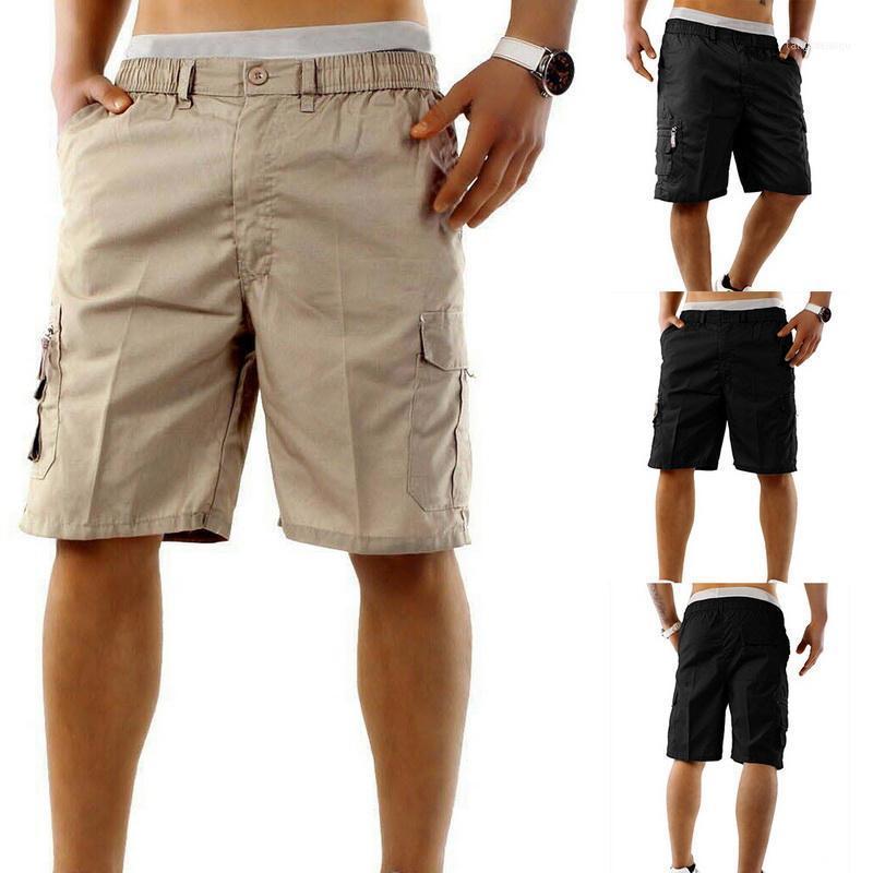 

Men's Shorts Men Cargo Multi Pockets Summer Loose Breathable Beach Plus Size Mens Solid Casual Short Pants1, Khaki