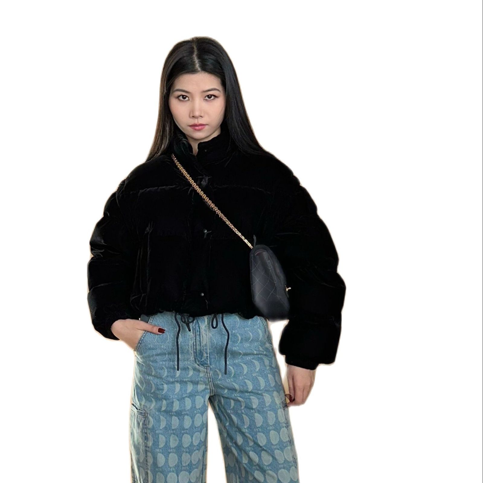

Women s Jackets Black Warm Short Cotton Jacket 230225