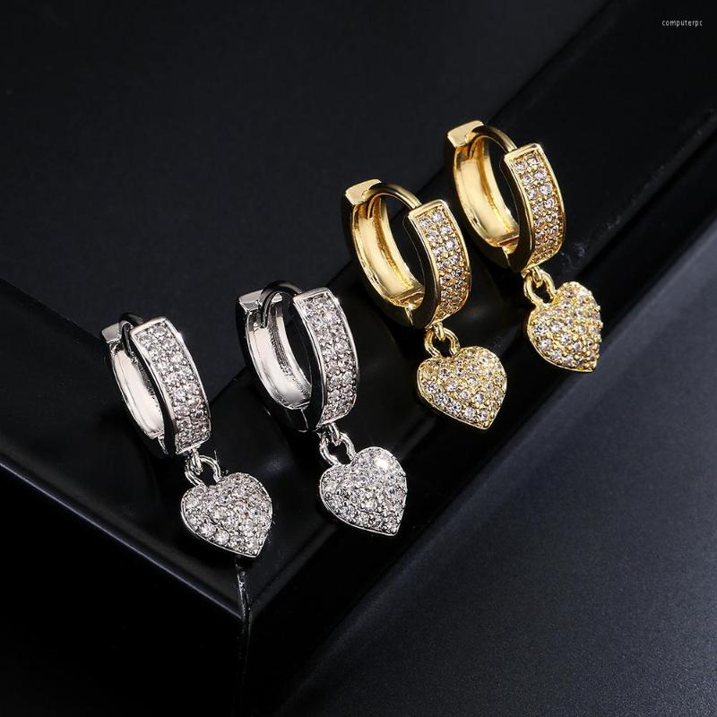 

Hoop Earrings Uilz Silver Color Exquisite Romantic Heart Zircon For Womens Elegant Temperament Earring Fashion Bride Jewelry