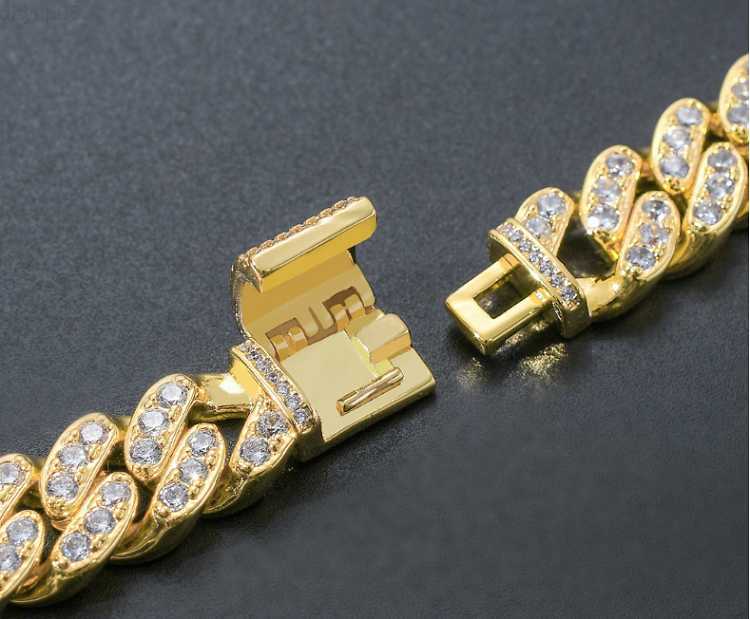 

Hotsale Cool rap moissanite cuban link chain S925 silver opel link chain necklace gold plated vvs moissanite single chain