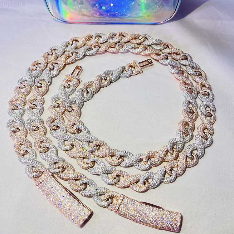 

Hotsale NEW Fashion Design 12mm Wide 925 Silver iced out Moissanite diamond Cuban link chain for Mens Rapper Hip Hop Necklace