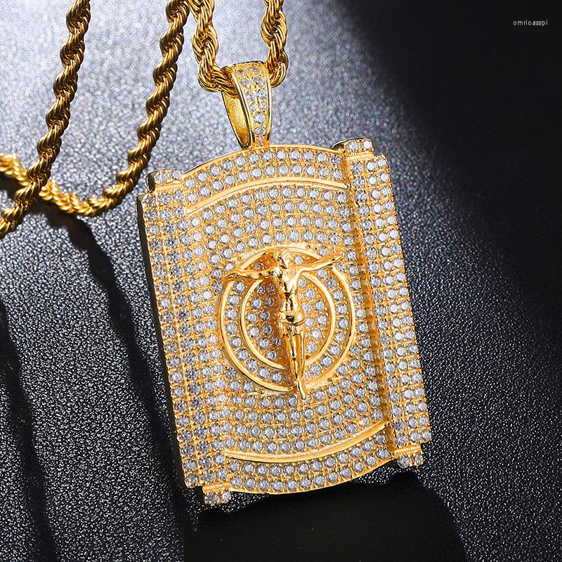 

Pendant Necklaces D&Z Geometric Jesus Necklace Bling Iced Out Micro Paved CZ Piece Collares For Male Hip Hop Jewelry