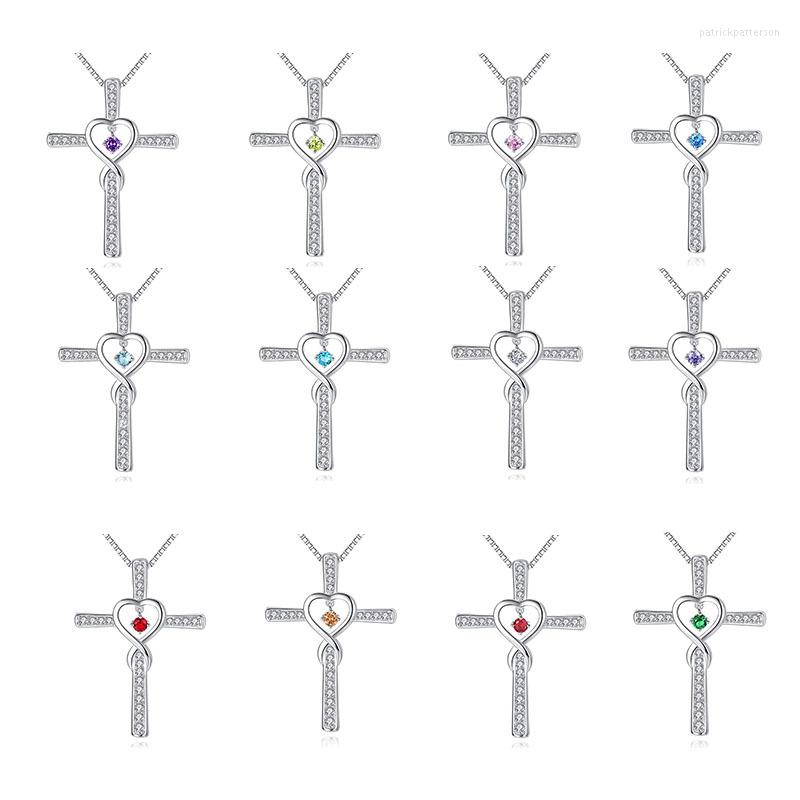 

Pendant Necklaces 2023 Trendy Delicate Silver Plated Heart Cross For Women Shine CZ Stone Inlay Fashion Jewelry Party Gift