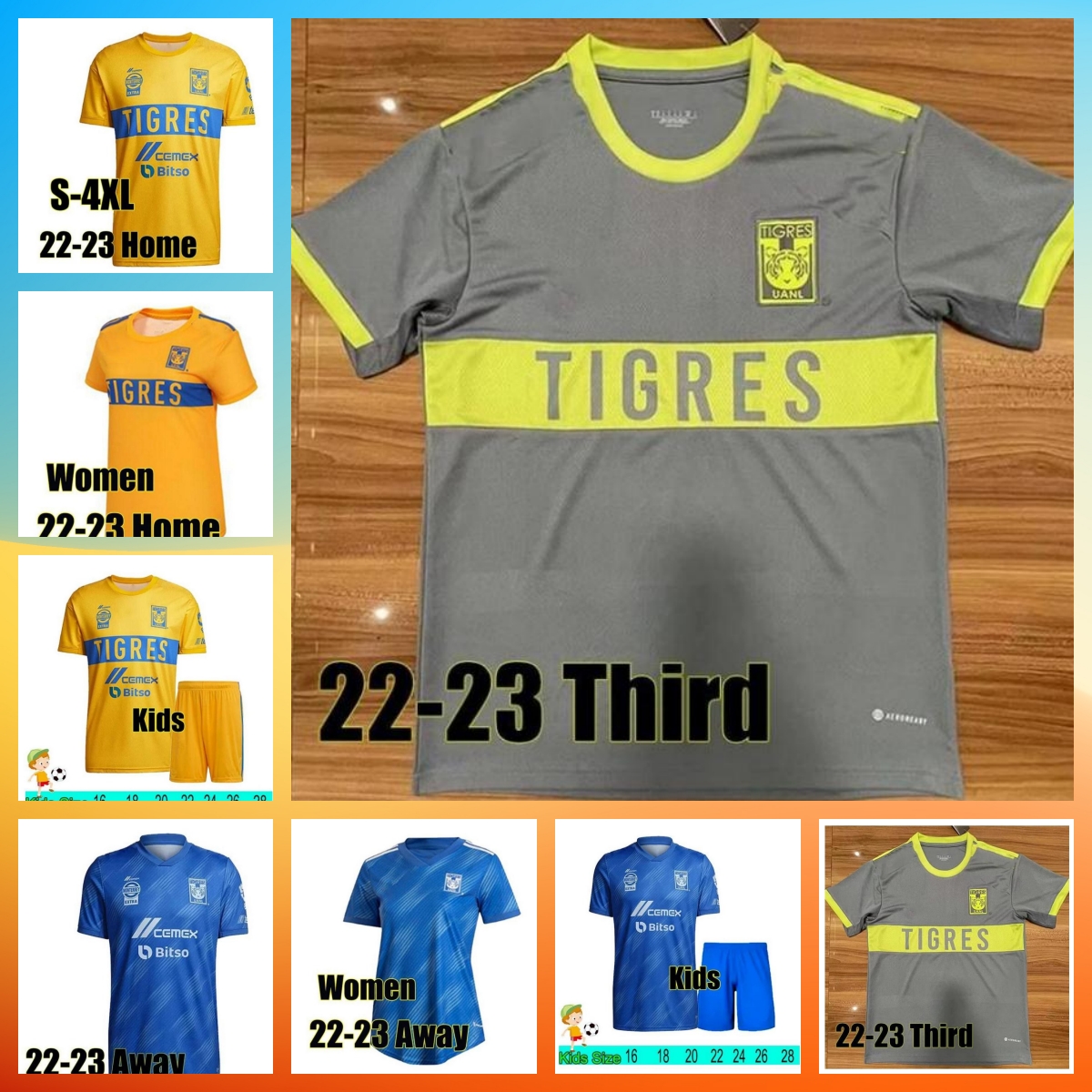 

4XL LIGA MX Tigres UANL soccer jerseys 22/23 7 stars home away third GK THAUVIN GIGNAC NICO LOPEZ VARGAS 2022 2023 L.FERNANDEZ PIZARRO men women kids kit football shirts, 05