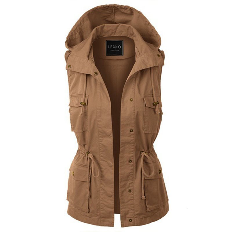 

Women s Vests Autumn Winter Fashion Waistcoat Women Vest Hooded Sleeveless Coat Pocket Solid Color Zipper Button Warm Ladies Female 230225, Pink