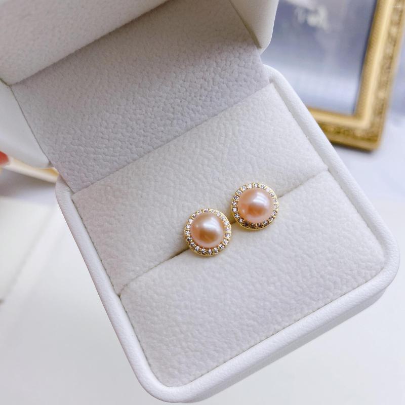 

Stud Earrings Temperament Natural Fresh Water Pearl Shiny Rhinestone Round For Women's Small