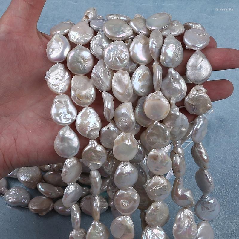 

Beads Wholesale 15-16mm Natura White L Freshwater Coin Shape Pearl Tail