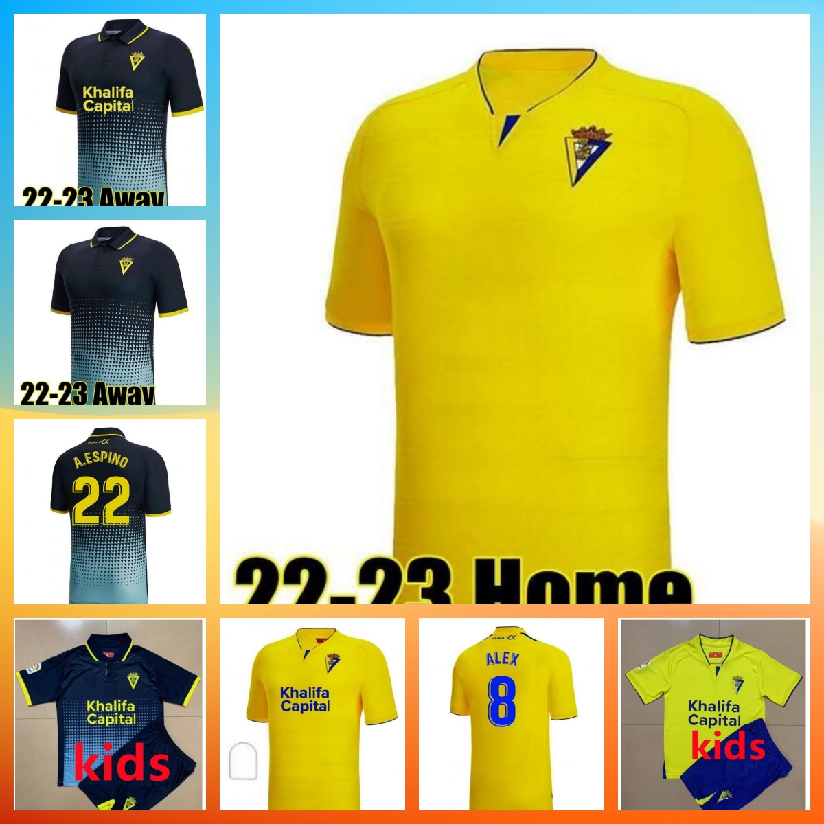 

2022 2023 Cadiz top soccer jerseys CADIZ CF sponsor Negredo camisetas de futbol 20 23 LOZANO ALEX Bodiger Juan Cala CAMISETA A LIGA Pre-Match men kids football shirts, 04