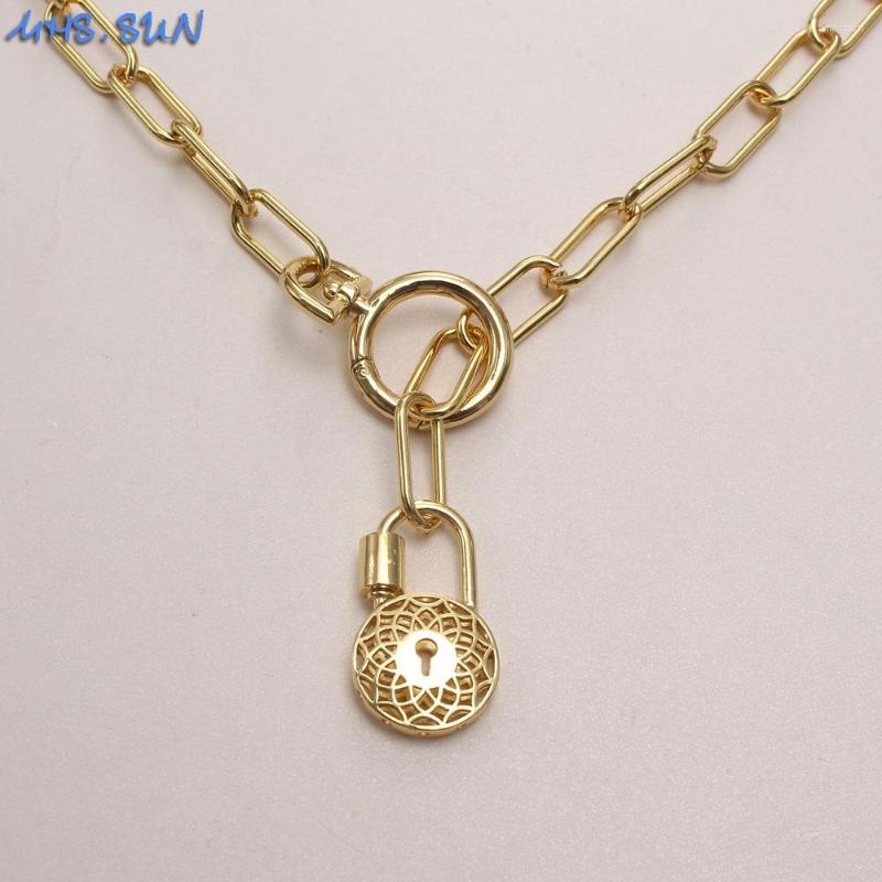 

Pendant Necklaces MHS.SUN 1PC Fashion Chunky Lock Necklace Women Chain Choker Gold Color Copper Hiphop Jewelry For Men Party Gifts
