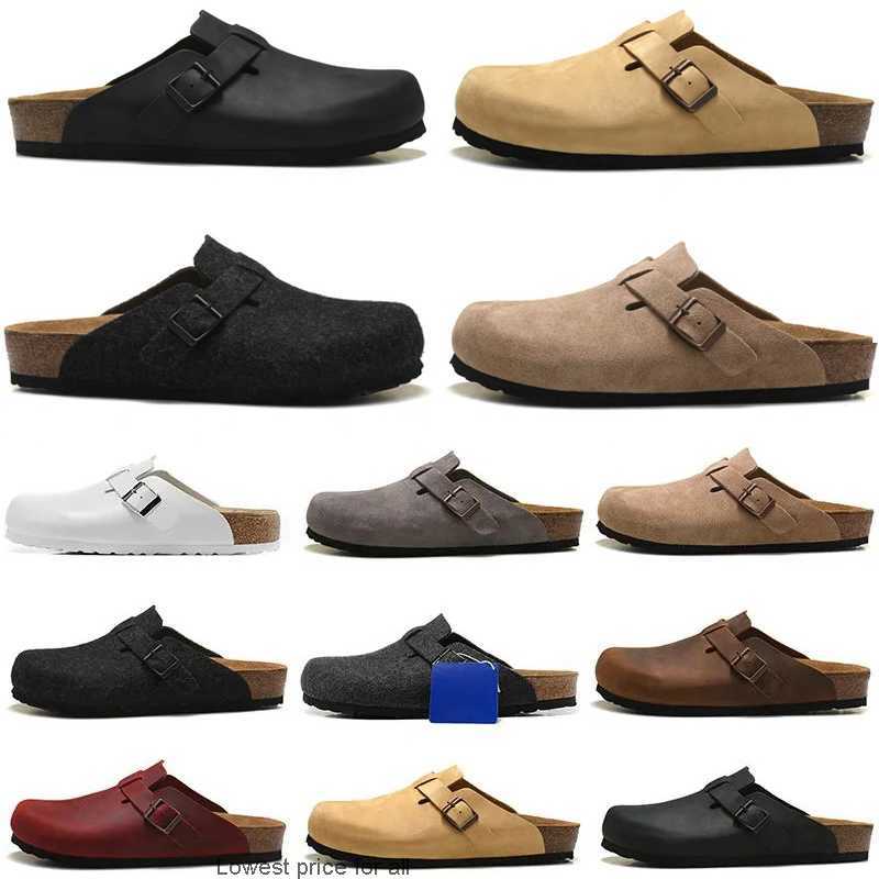 

Boston Clog Men Women Designer Sandals Slippers Leather Bag Head Pull Cork Flats Mules Woody Loafers For Men Women Indoor Slipper Sandals, Color#6