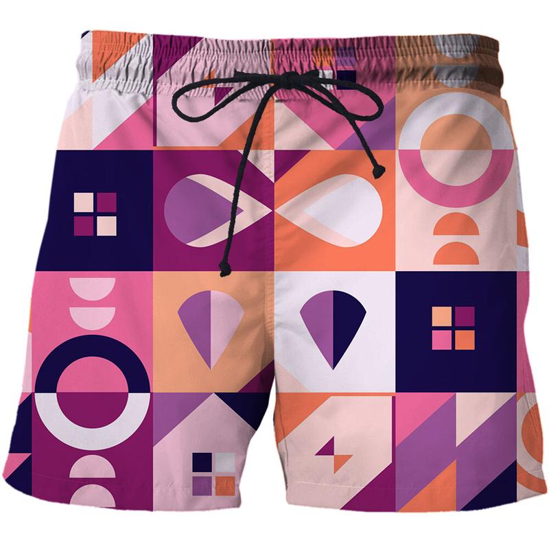 

Men's Shorts Men Beach Pants Summer Fashion Geometry Abstract Pattern 3D Print Briefs For Man Swim Trunks Beachwear, Cbdk-1274