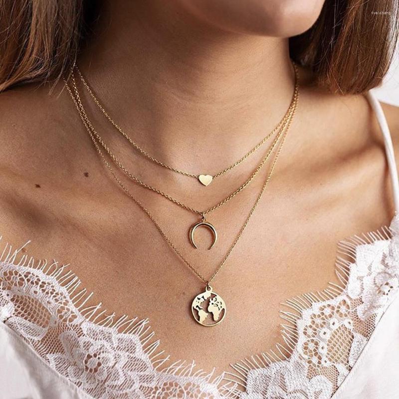 

Pendant Necklaces Fashion Moon Star Choker Necklace Multilayer For Women Neck Chain Bohemian Boho Collar Summer Jewelry