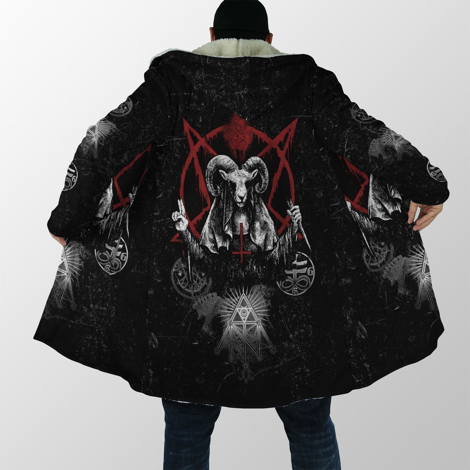 

Men' Wool Blends winter Mens Hooded cloak Dark Satanic Skull Tattoo 3D Printing Fleece wind breaker Unisex Casual Warm Hood PF05 230225, Beige