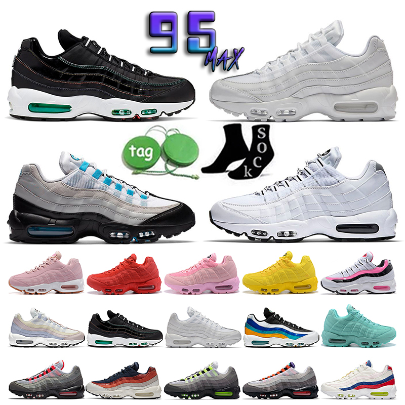 

NEW 95 Running Shoes OG Triple Black White Worldwide Seahawks Particle Grey Neon 95s Laser Fuchsia Greedy Red Men Women Outdoor Sports Sneakers Trainers