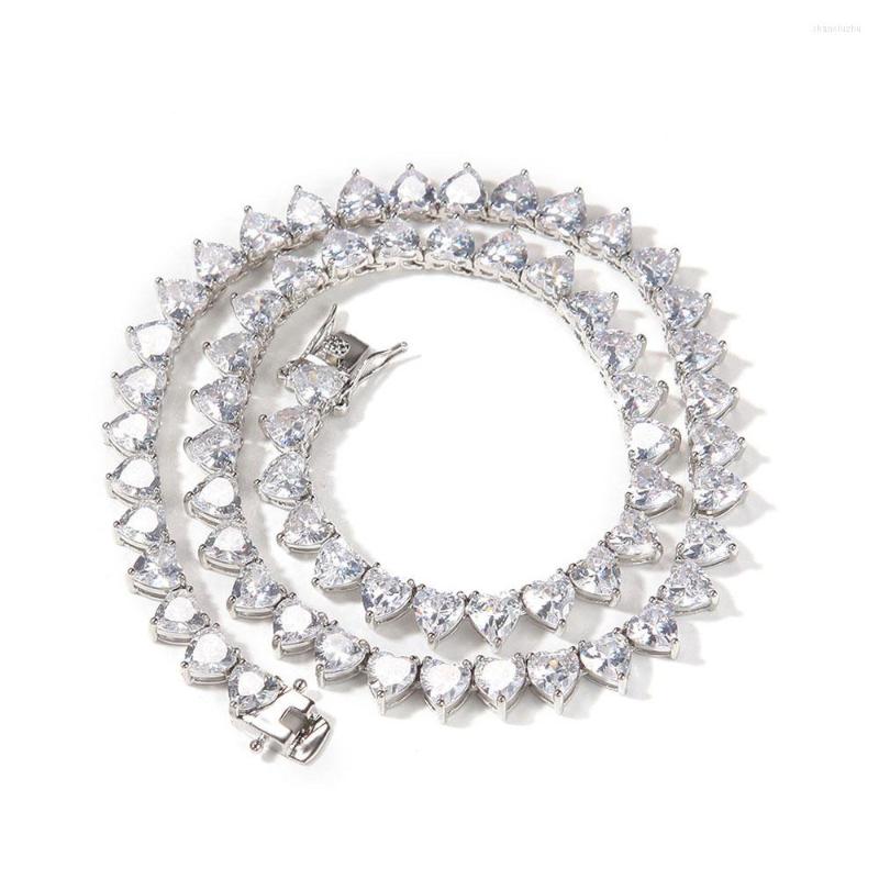 

Chains Heart Tennis Chain Iced Out Cubic Zirconia Choker Necklace For Men Women Luxury Bling