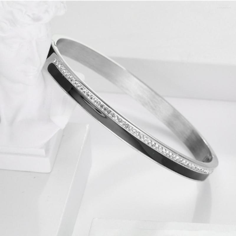 

Charm Bracelets Steel Bracelet Portable Decorative Replacement Polished Rhinestone Glossy Men Women Party Bangle Birthday Gift