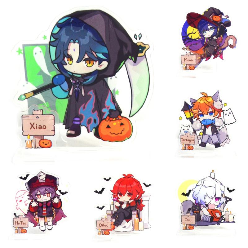 

Keychains Anime Figure Genshin Impact Xiao Huttao Diluc Mona Qiqi Acrylic Stand Keychain Desk Decor Standing Sign Fans Gifts Collect Props