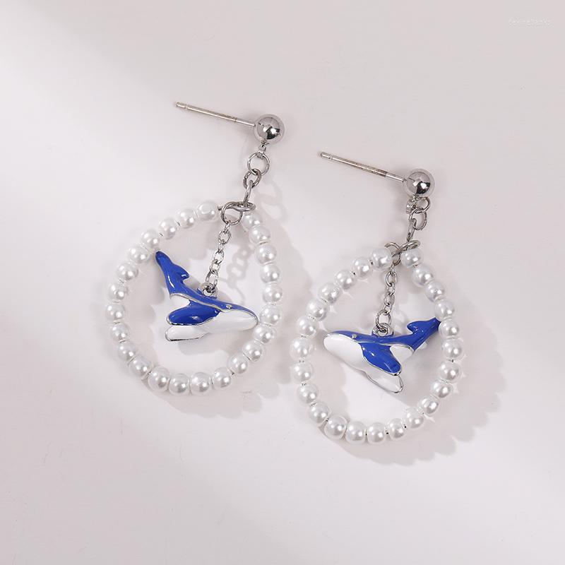 

Dangle Earrings Makersland Blue Ocean For Women Cute Dolphin Round Earring Trendy Cartoon Korean Drop Unique Design Jewelry