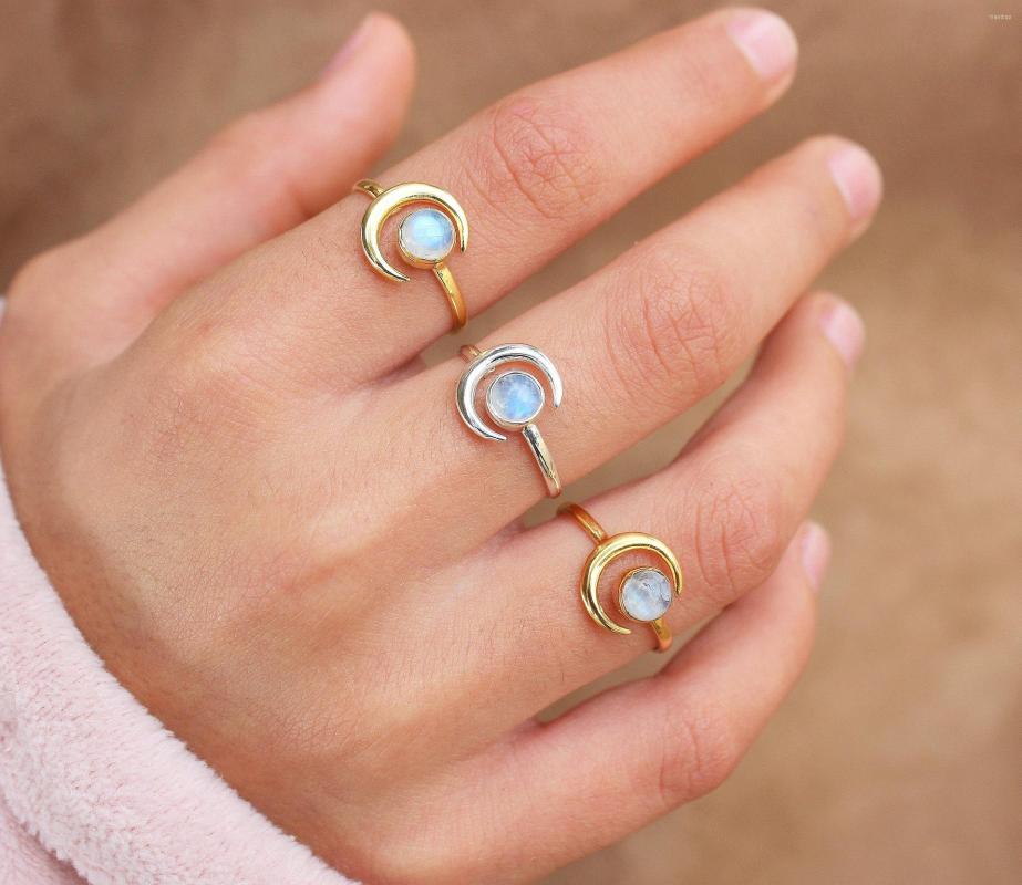 

Wedding Rings Retro Moonstone Opening For Women Jewelry Personality Party Gift