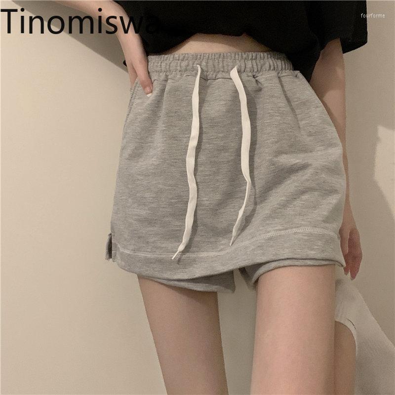 

Women's Shorts Tinomiswa Solid Color Loose Casual Women High Waist Drawstring Pockets Short Feminino Fashion Simple All-match Spodenki, Black