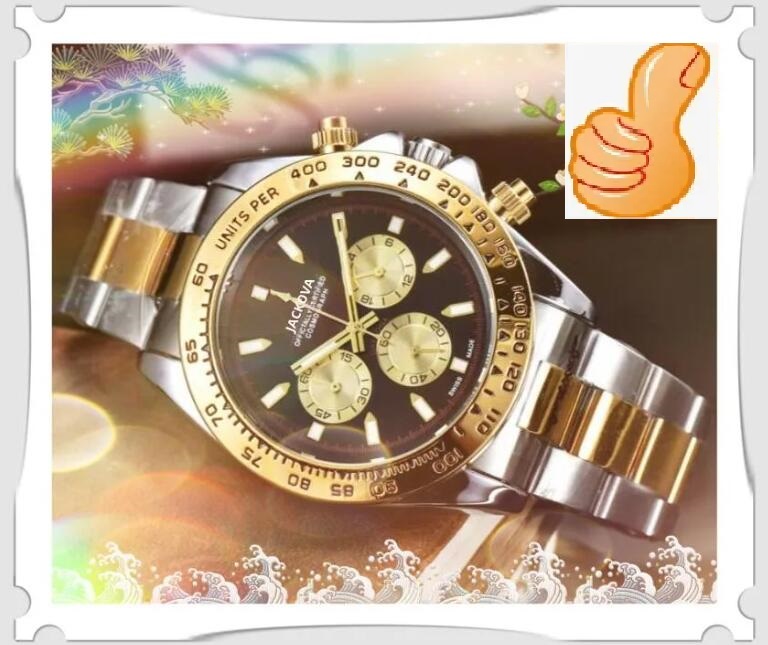 

All Dials Work Famous Mens Stopwatch Watches Three Eyes Full Functional Clock Full Fine Stainless Steel Belt Quartz Calendar all the crime scanning tick watch, As pic