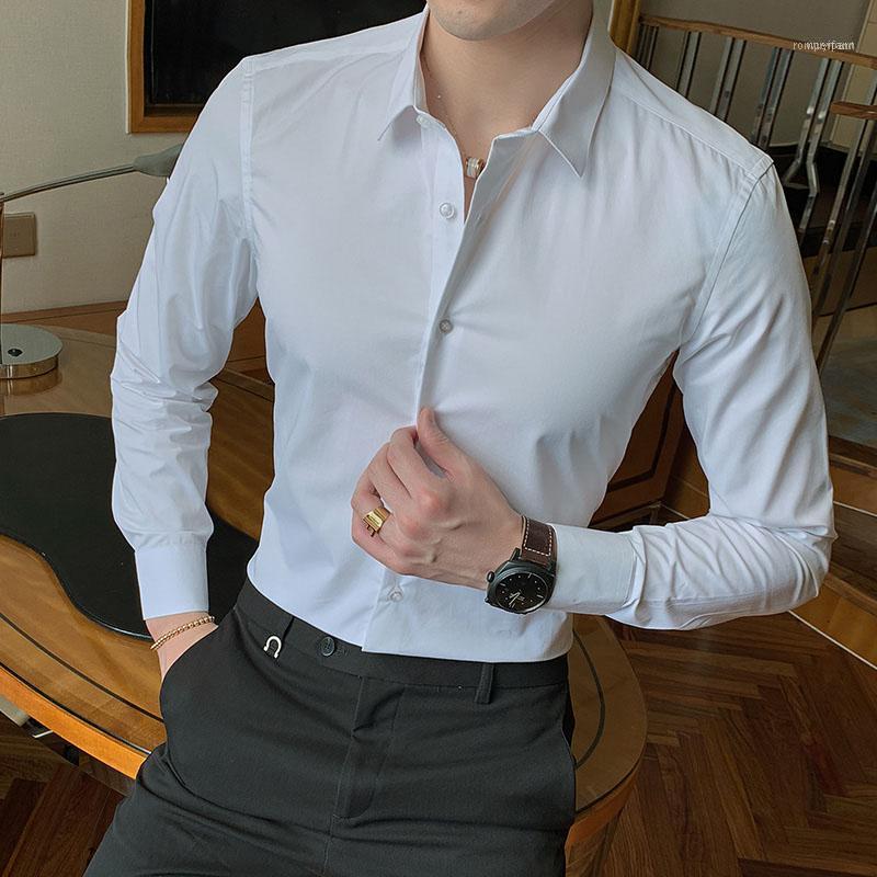 

Men's Dress Shirts Fashion Cotton Long Sleeve Shirt Solid Slim Fit Male Social Casual Business White Black 5XL 6XL 7XL 8XL1, Dark blue