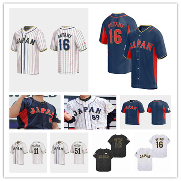 

Team Japan 2023 World Baseball Classic WBC Jerseys Shohei Ohtani Yu Darvish Seiya Suzuki Roki Sasaki Lars Nootbaar Masataka Yoshida Hiromi Ito Yuki Udagawa Imanaga, Men black