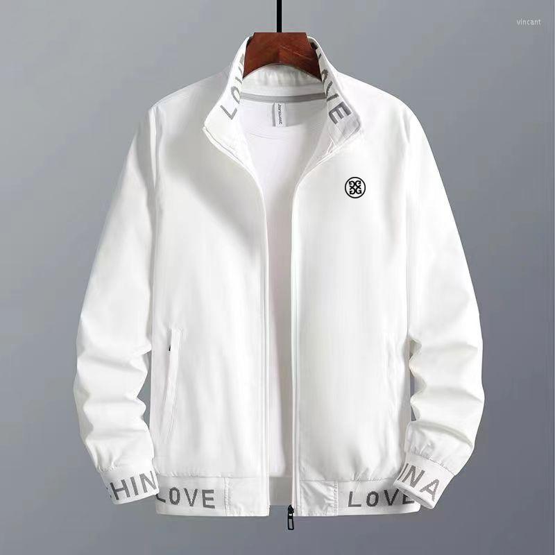 

Men's Jackets Malbon Golf Clothing 2023 Autumn Embroidery Wear Men Casual Sport Stand Collar Zipper Coats Windbreak, White-l
