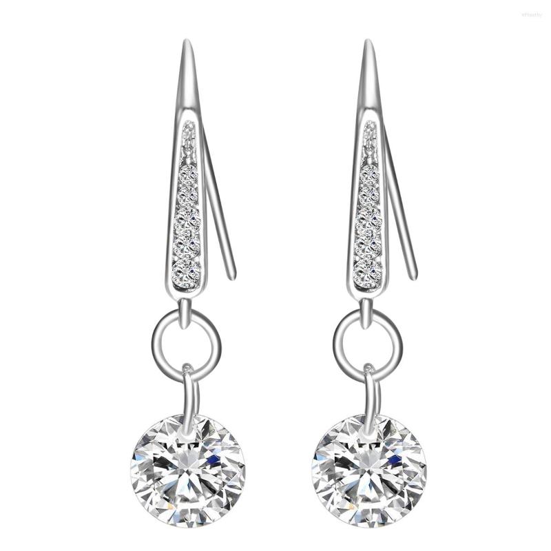 

Dangle Earrings Fashion Crystal Earring For Women Silver Plated Long Hook Femme Brincos Charming Wedding Jewelry Sainio