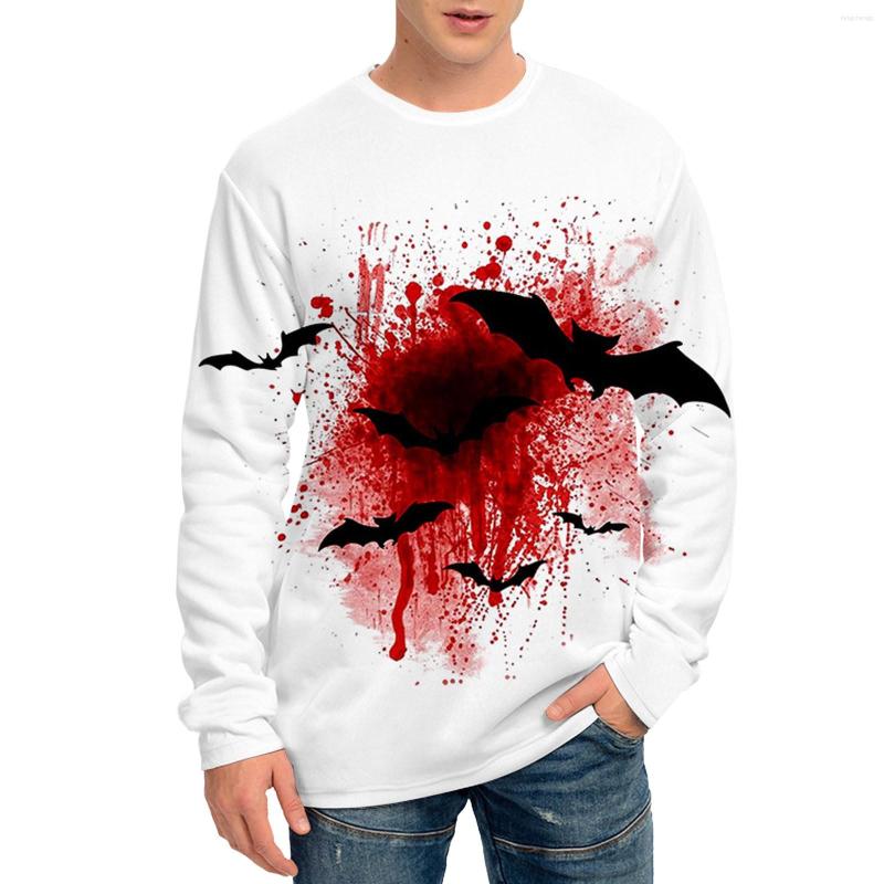

Men's T Shirts Men's Casual Halloween 3D Printed Ghoust Horror Long Sleeve T-Shirt, White