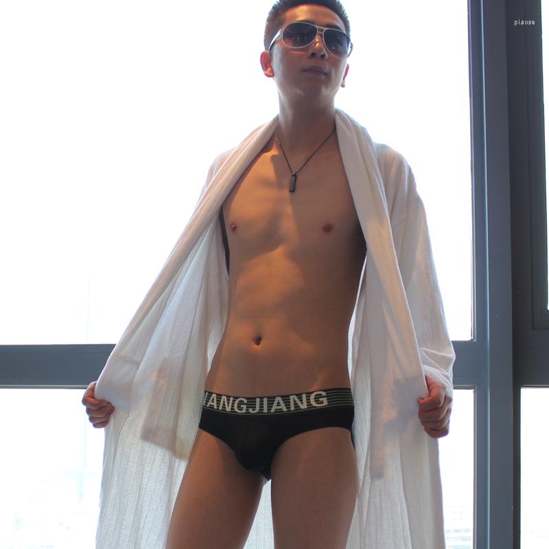 

Underpants Men' Underwear Sexy Low Rise Thin Transparent Ice Summer Breathable U Convex Tight Male Triangle, See chart