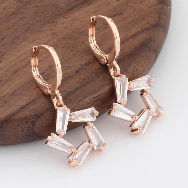 

Hoop Earrings Elegant Luxury Women's Natural Zircon For Women 585 Rose Gold Color High Quality Daily Fashion Jewelry