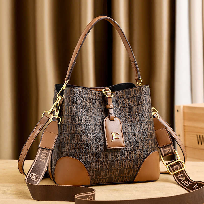 

55%off New Luxury Fashion Brand Bags bucket single shoulder messenger hand broadband women's bag Female Shoulder Crossbody Bags, Brown 1