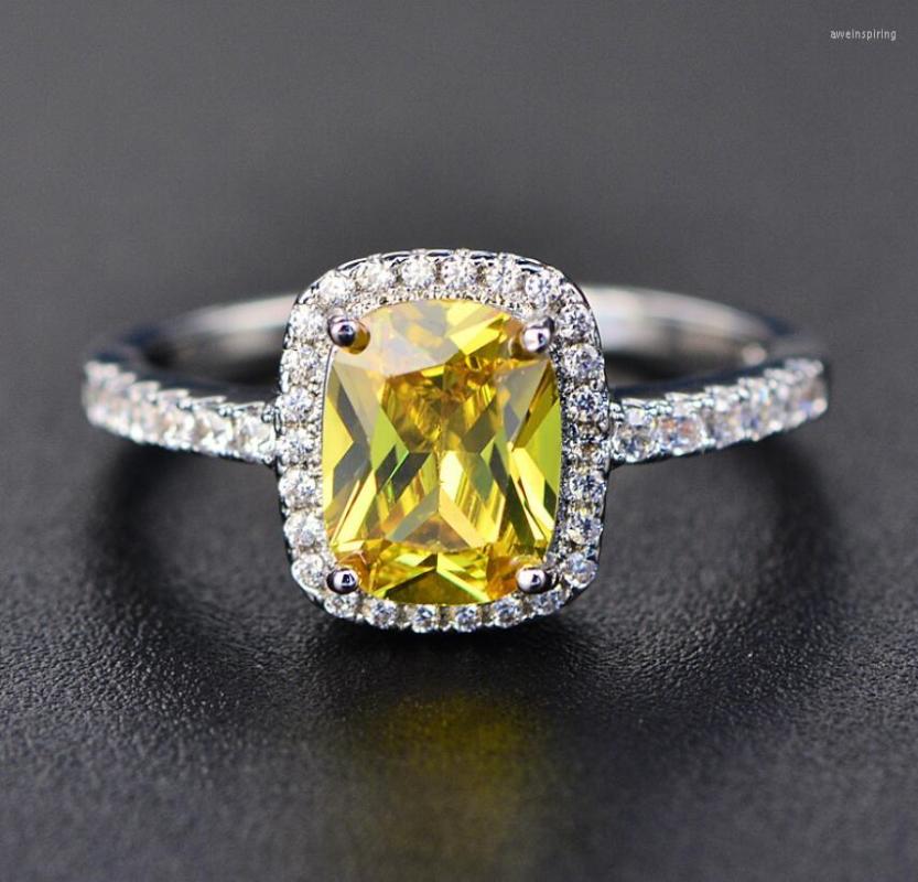 

Cluster Rings Six Color Cushion Shape 5A Cubic Zirconia CZ Classical Jewelry 925 Sterling Silver Pave Party Women Wedding Band Cute Ring