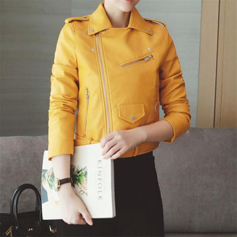 

Women' Leather & Faux Short Locomotive Small Jacket Coats Spring And Autumn Fashion Casual Lapel Zipper Street Pu CoatsWomen, Red