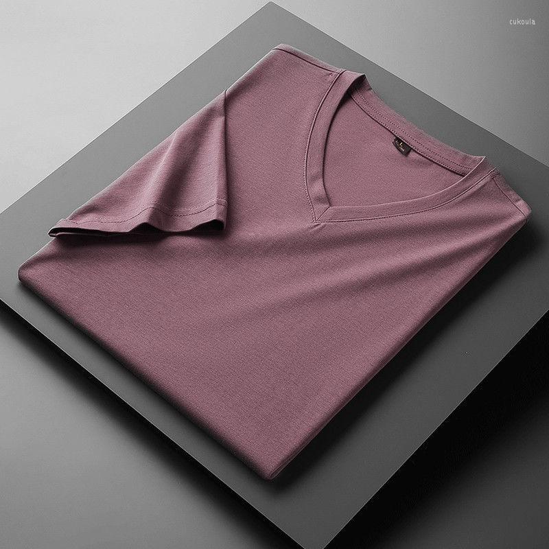 

Men's T Shirts Summer Shirt Slim Fit Cotton V Collar Men's Casual Tees 2023 Style Mens Short Sleeve For Men Big Size 5XL Q63