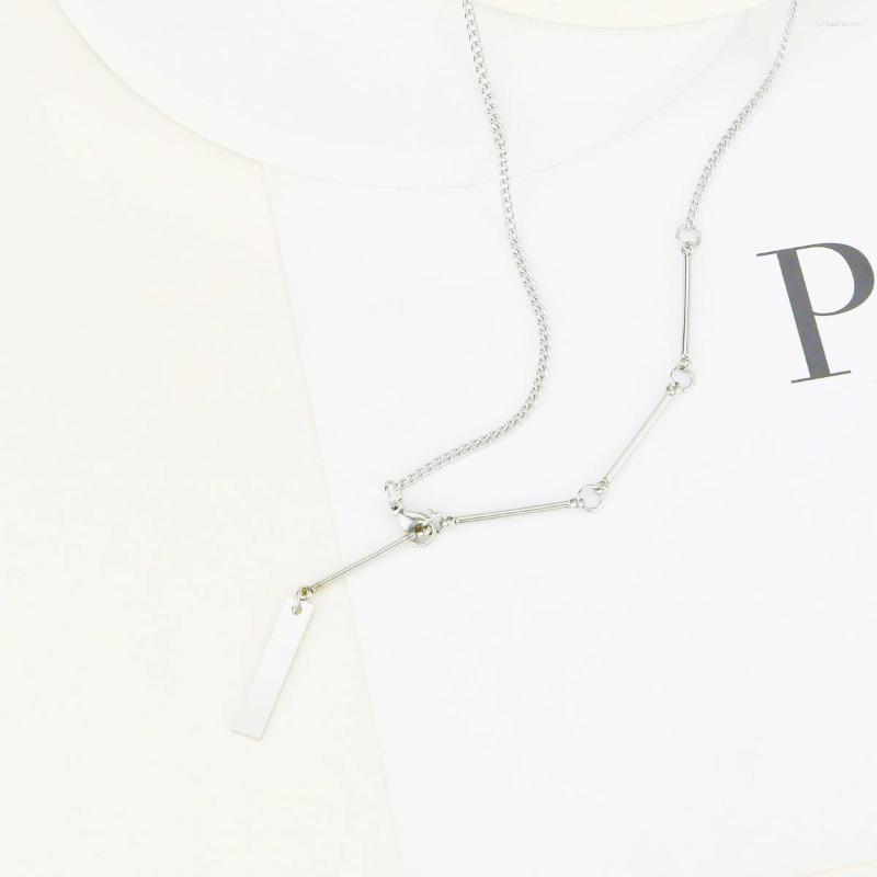 

Chains Necklace Simple Bamboo Stainless Steel Pretty Pendants Fashion Splicing Chain Lovely Birthday Gifts Collection Girls Party