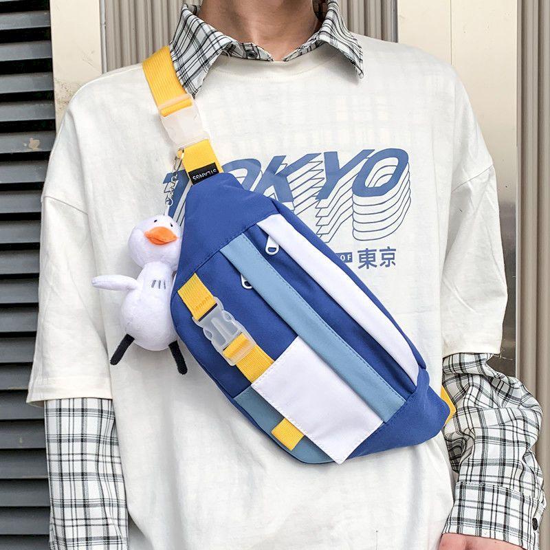 

Waist Bags Messenger Bag Men And Women Small Satchel Female Japanese Student Shoulder Backpack Chest Sports, Black