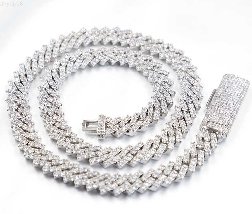 

Hotsale Customized 10mm single row S925 silver cuban link D moissanite with GRA certificate hiphop rapper men's cuban chain