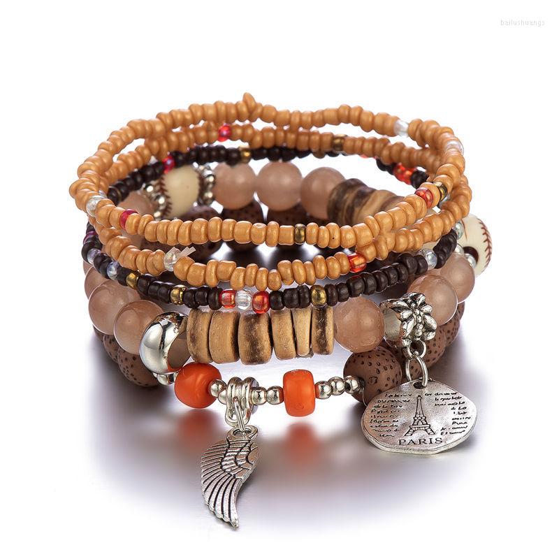 

Strand Bohemia Ethnic Multilayer Bracelets For Women 2023 Fashion Charms Handmade Resin Beads Bangles Jewelry Accessories