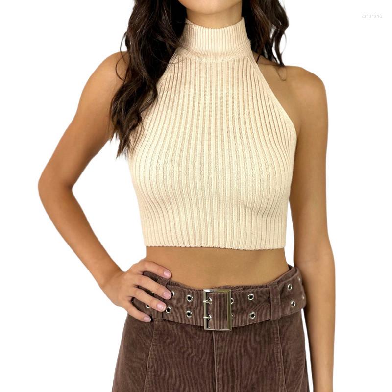 

Women' Tanks Women Knitted Clothes Crop Tank Tops Summer 2023 Sleeveless Backless Sexy T-shirts Y2k Harajuku Tube Top Streetwear Club