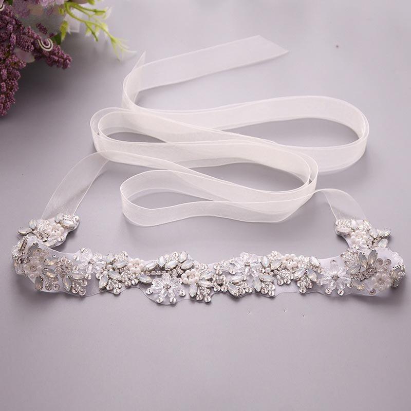 

Wedding Sashes Silver Princess Belt Women's Crystal Sash Bridesmaid Evening Dresses Bridal Gowns Accessories