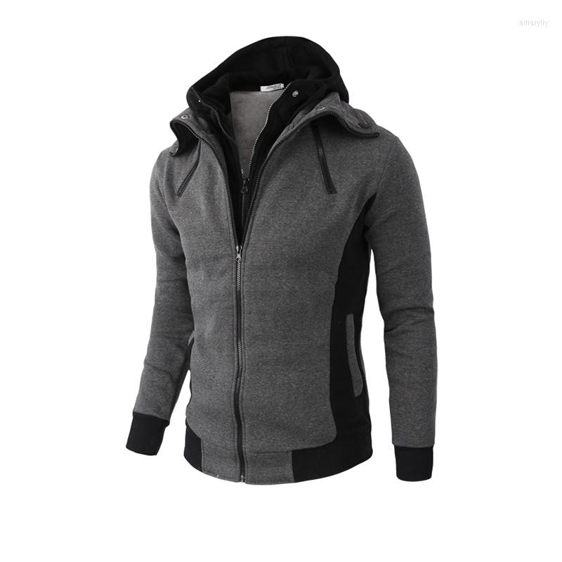 

Men's Hoodies 2023 Sweat Tops Cotton Patchwork Two Layer Zipper Hoodie Sweatshirt Men Fake Pieces Hoody Sweatshirts Y, Beige